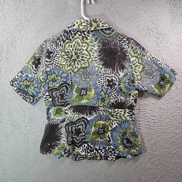 Lafayette 148 Shirt Top Women Size‎ 10 Linen Blend Ruffle Geometric Summer - Picture 7 of 10